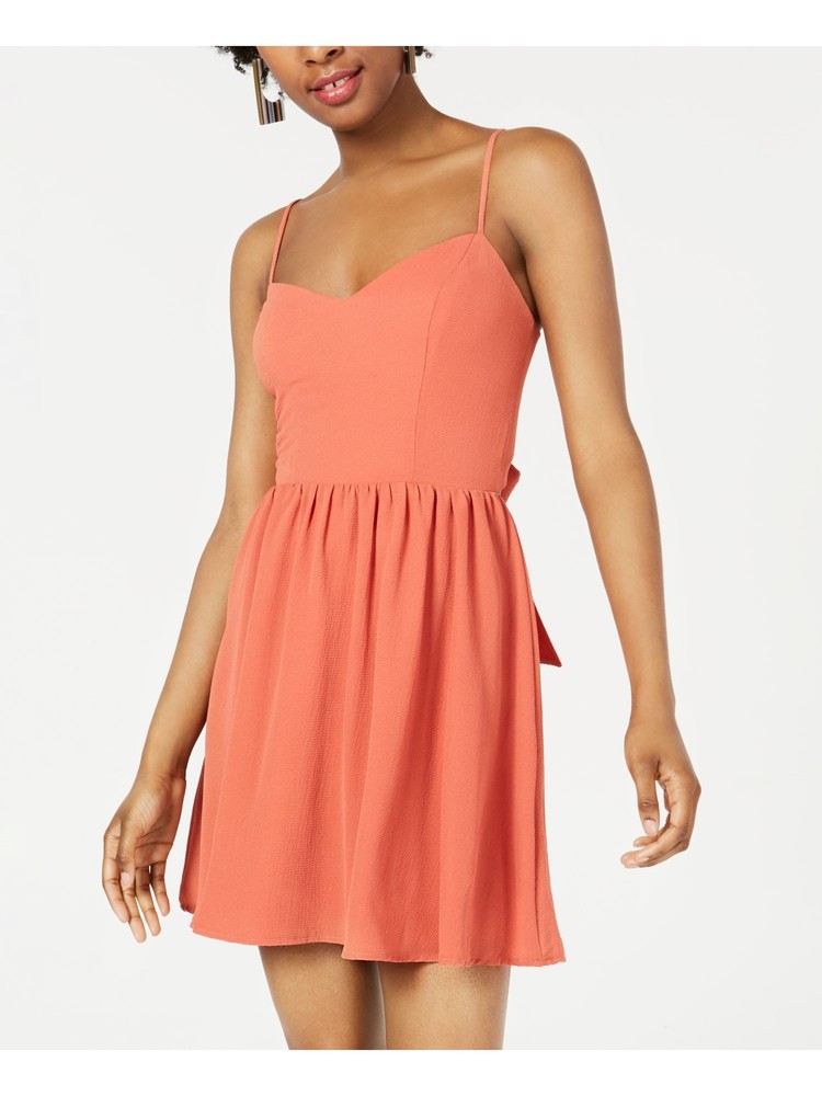 B DARLIN Womens Orange Spaghetti Strap Midi Party Dress 11\12