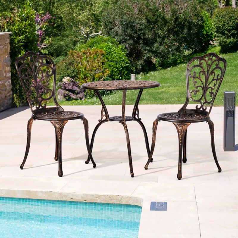 3-Piece Outdoor Patio Dining Set with Umbrella Hole - Garden Furniture