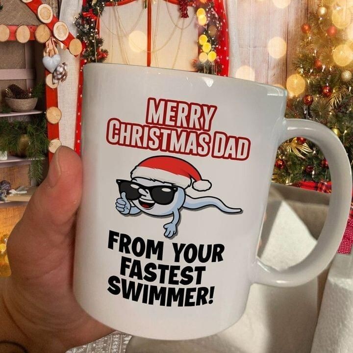 Funny 11OZ Fastest Swimmer Merry Christmas Dad Mug