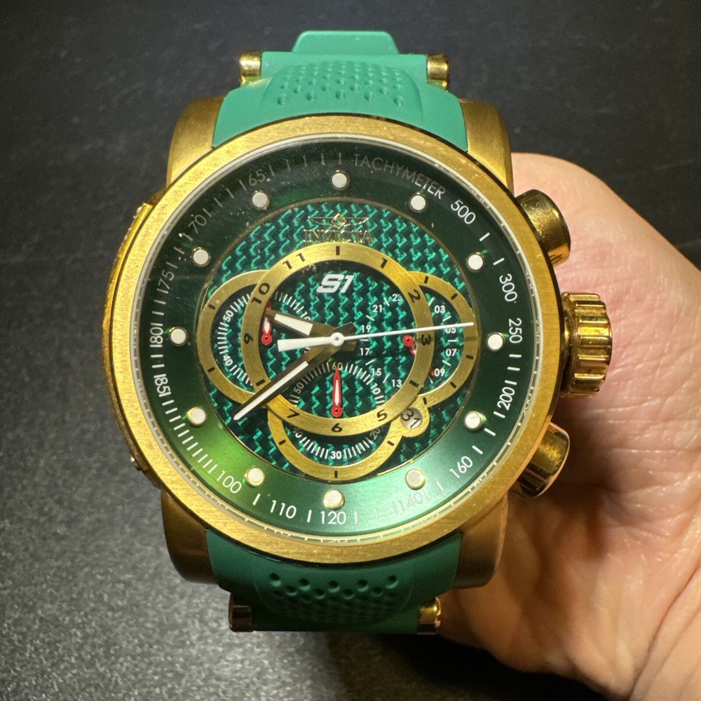 Invicta 19329 Men Watch 53mm S1 Rally 52mm Green Gold W/R 100M *Need Battery*