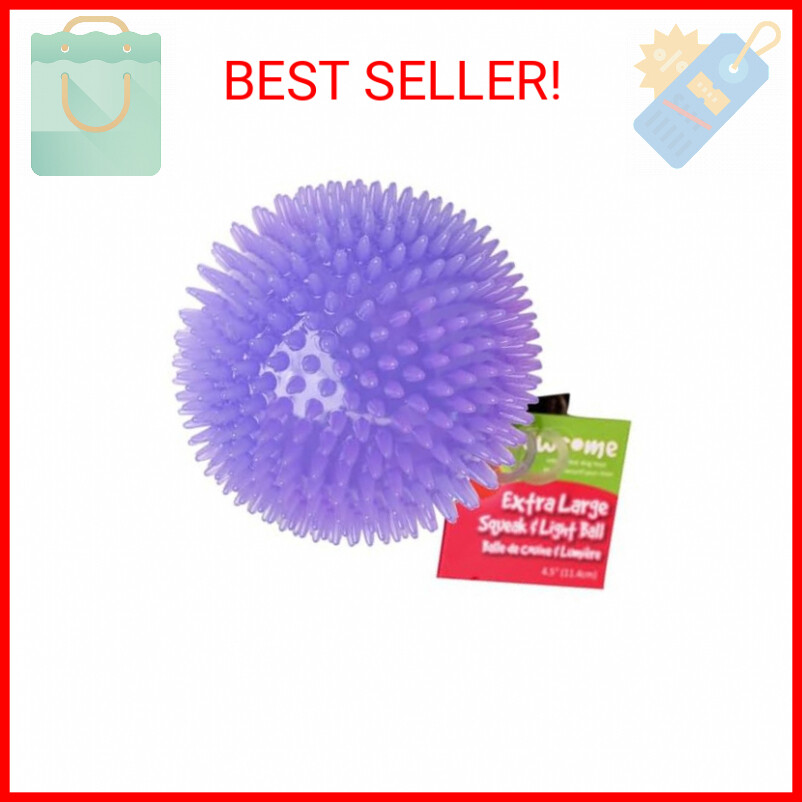 Gnawsome 4.5” Spiky Squeak & Light Ball Dog Toy - Extra Large, Cleans teeth and