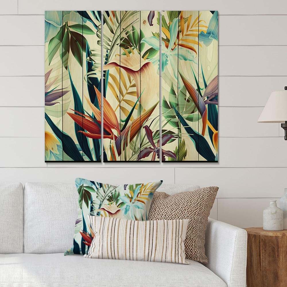 Designart 'Tropical VIntage Flowers I' Tropical Print on