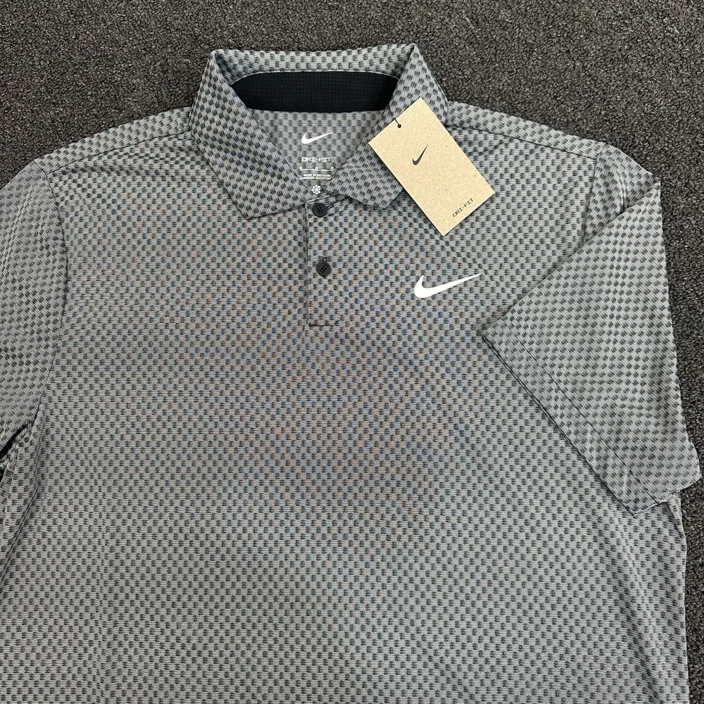 Nike Golf Tour Performance Polo Mens M Gray Jacquard Dri-Fit Stretch-NWT