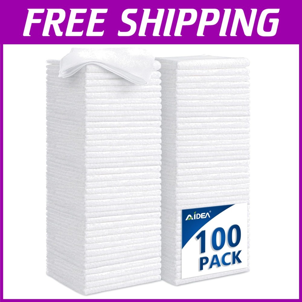 Eco-Friendly 11.5 Inch Microfiber Cleaning Rags 100 Pack Long-Lasting Reusable Towels