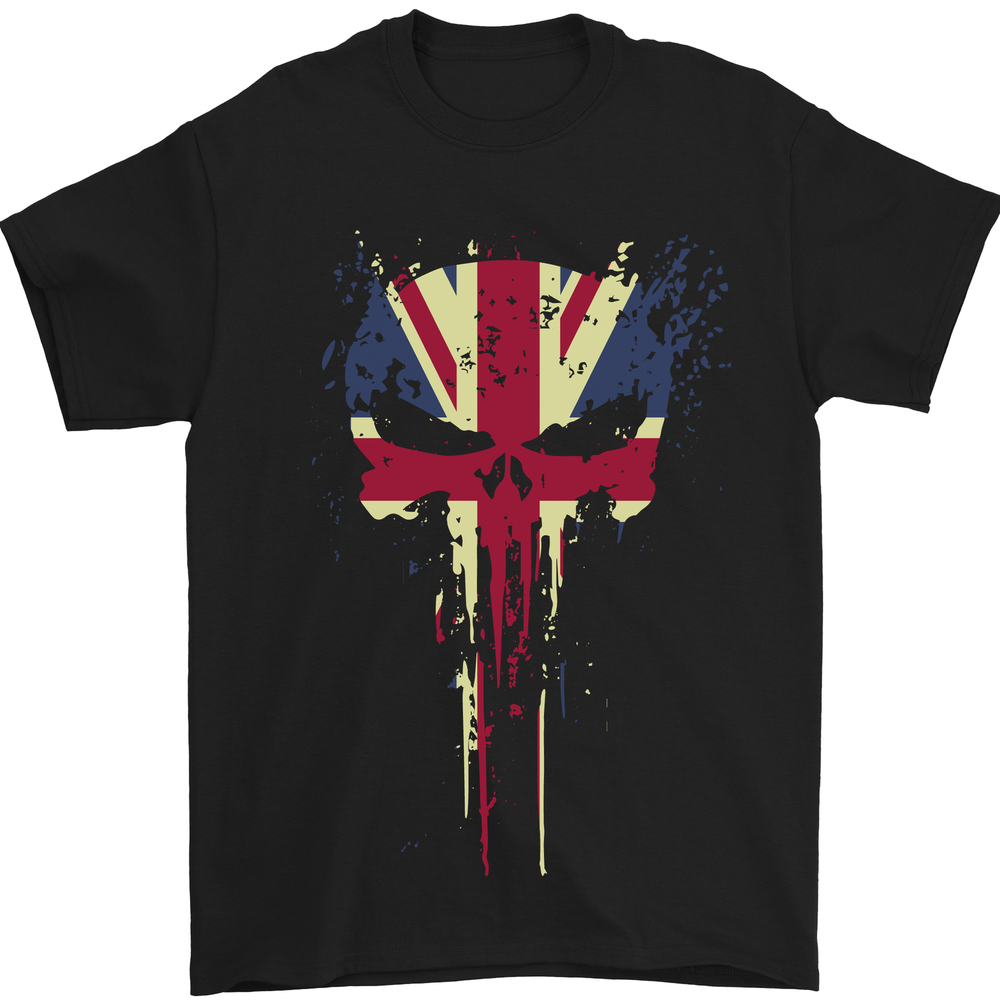 Union Jack Skull Gym St Georges Day Mens T-Shirt 100% Cotton