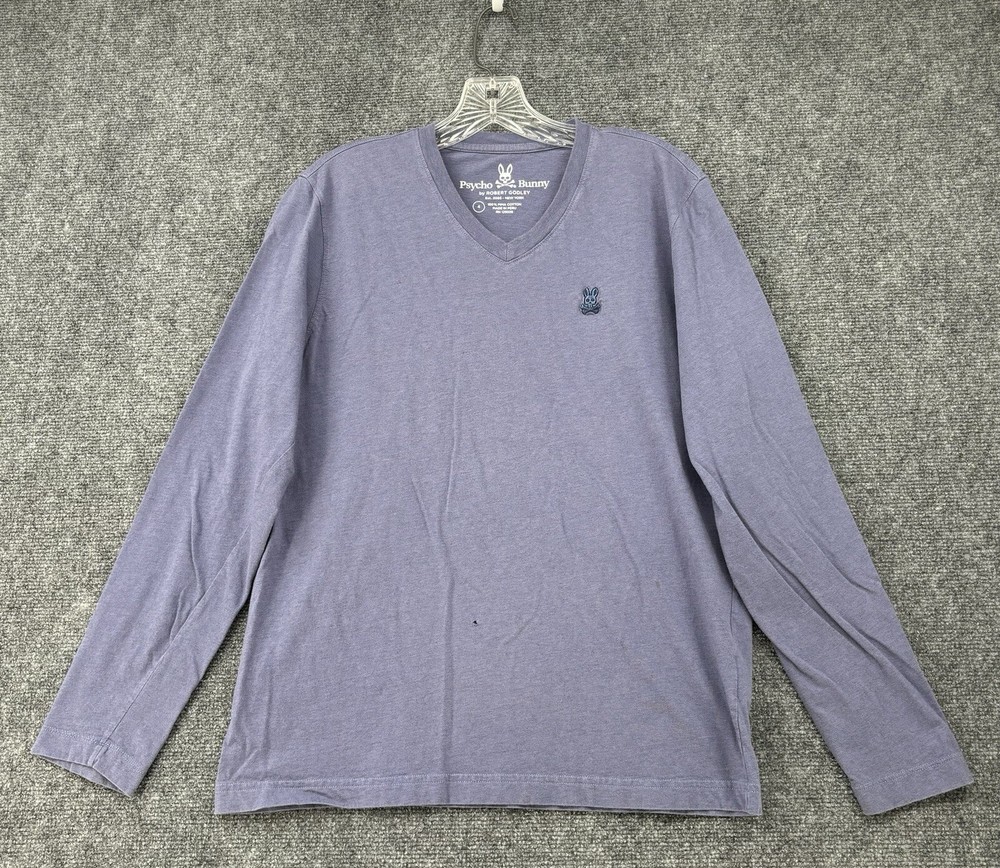 Psycho Bunny 100% Pima Cotton V Neck Long Sleeve Men’s 4 Small Classic Tempest