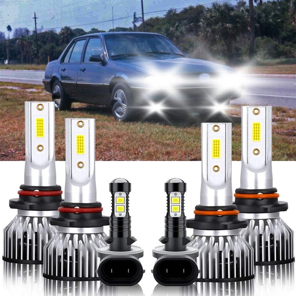6x LED Headlight Kit Fog light Bulbs 6000K white For Pontiac Sunbird 1989-1990