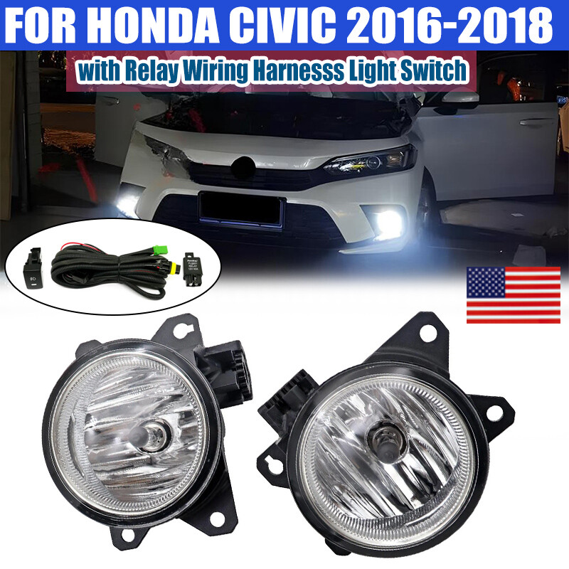 Fog Light White LED Front Bumper Driving Lamp For Honda Civic Sedan 2016-18 10th