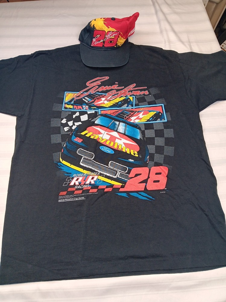 Vintage Nascar Bundle Erine Irvan #28 RYR Shirt Size XL & Snapback Hat