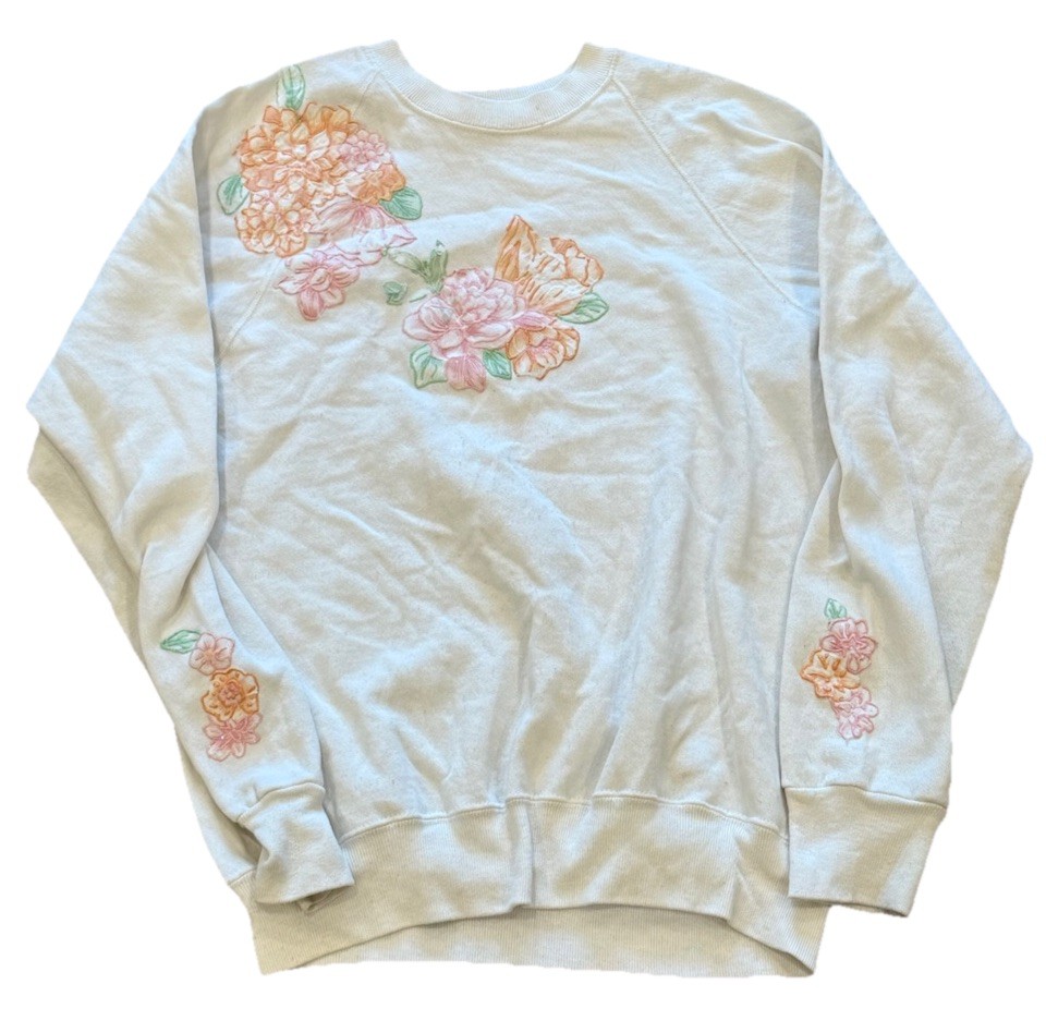Vintage 90s Floral Sequin Embroidered Crewneck Sweatshirt Women’s Large USA