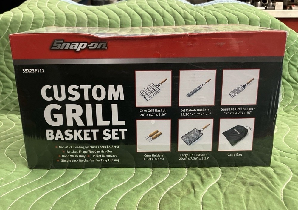 Snap On Tools BBQ CUSTOM GRILL BASKET SET SSX23P111 Gift NEW