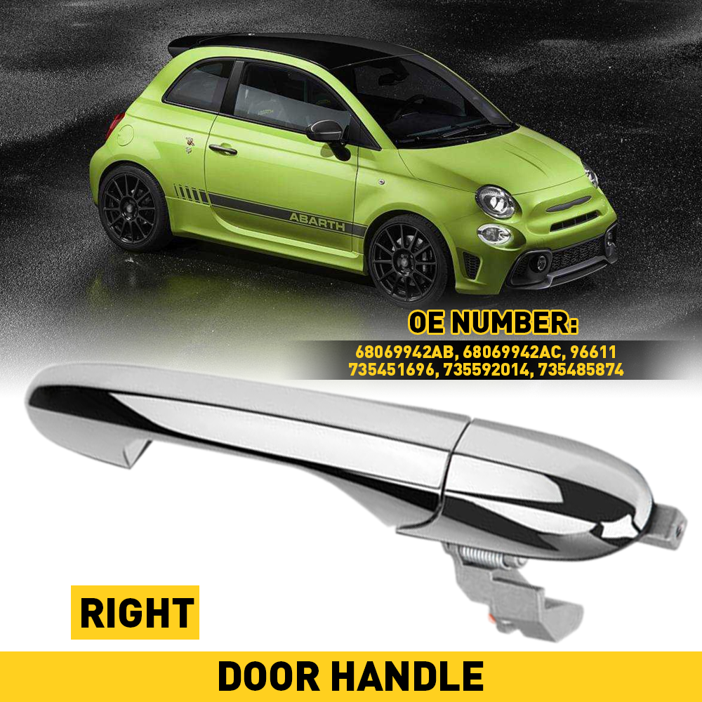 Front Exterior Outside Chrome Door Handle RH Passenger Side for Fiat 500 Turbo