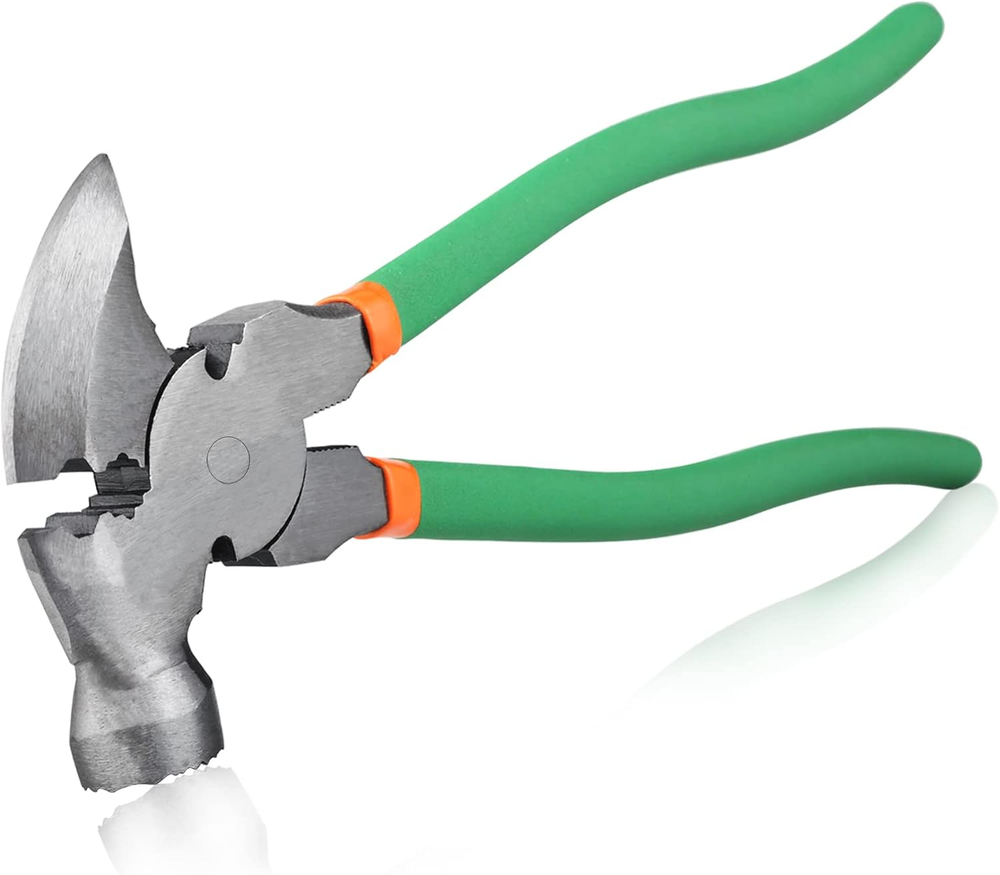 10-Inch Heavy-Duty Fencing Pliers with Hammerhead and Staple Puller for Solid Joints
