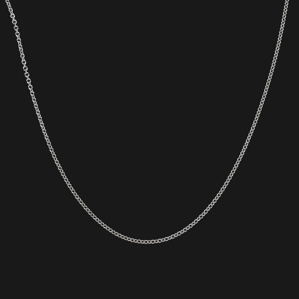 SOLID 14k WHITE GOLD ROLLO CHAIN NECKLACE 19 INCH LONG 1.6mm THIN MENS LADIES