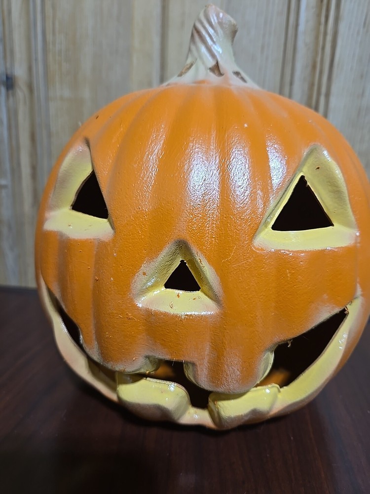 Halloween Lighted 9-Inch Foam Jack-o-Lantern Pumpkin Decor  