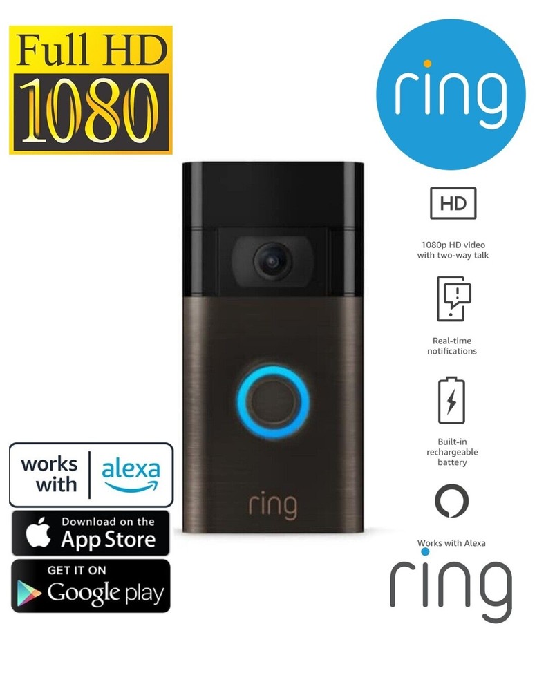 Ring Video Doorbell 2 1080P HD Motion Activated Alerts Night V Venetian Bronze