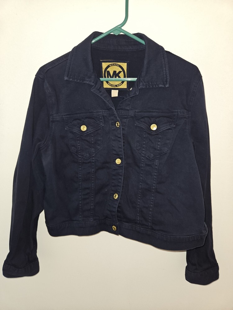 Michael Kors Stretch Crop Navy Jacket Size Large CLEAN