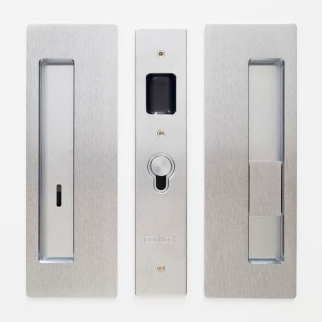 Cavilock CL400B-PR-34-RH Chrome Magnetic Privacy Pocket Door Pull Set