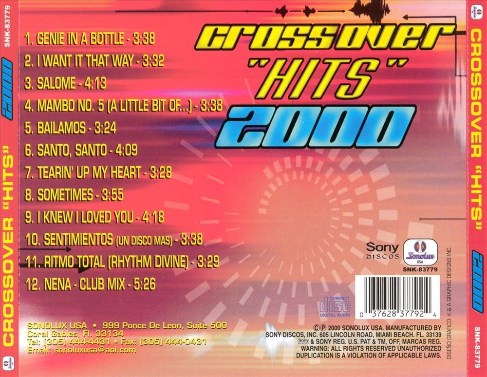 VARIOUS ARTISTS CROSSOVER HITS 2000 NEW CD