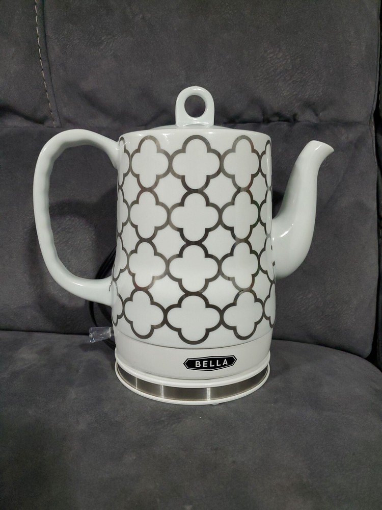 BELLA Electric Kettle - Ceramic Fast Boil Swivel Base Water Heater, Silver Tile