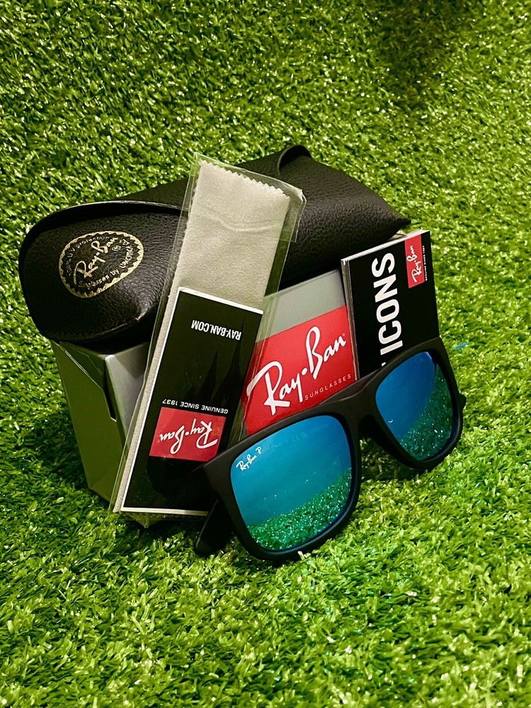 Men's Sunglasses RB4165 622/55 Ray-Ban Justin Black Frame Blue Polarized Lenses