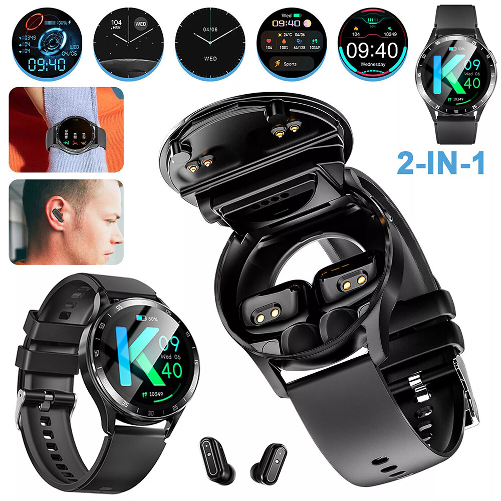 2-in-1 Smartwatch with Wireless Earbuds for Men – Bluetooth Fitness Tracker & Headset