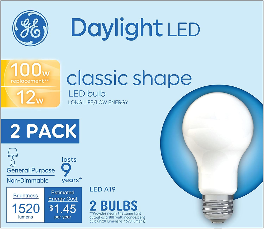 LED Light Bulbs, 100 Watt, Daylight, A19 (2 Pack)