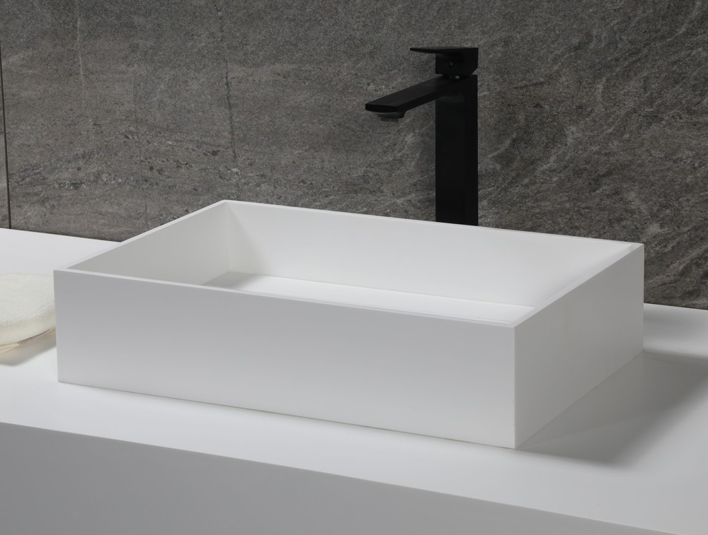 ALFI 20-Inch White Rectangular Resin Vessel Sink ABRS2014