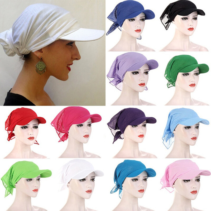 Women Hair Loss Scarf Cancer Chemo Cap Brim Muslim Turban Hat Hijab Head Wrap