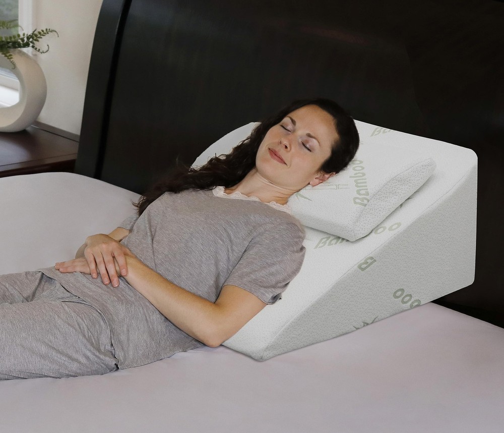 Foam Bed Wedge Pillow (25 x 24 x 12 inches) and Headrest Pillow in Package - ...