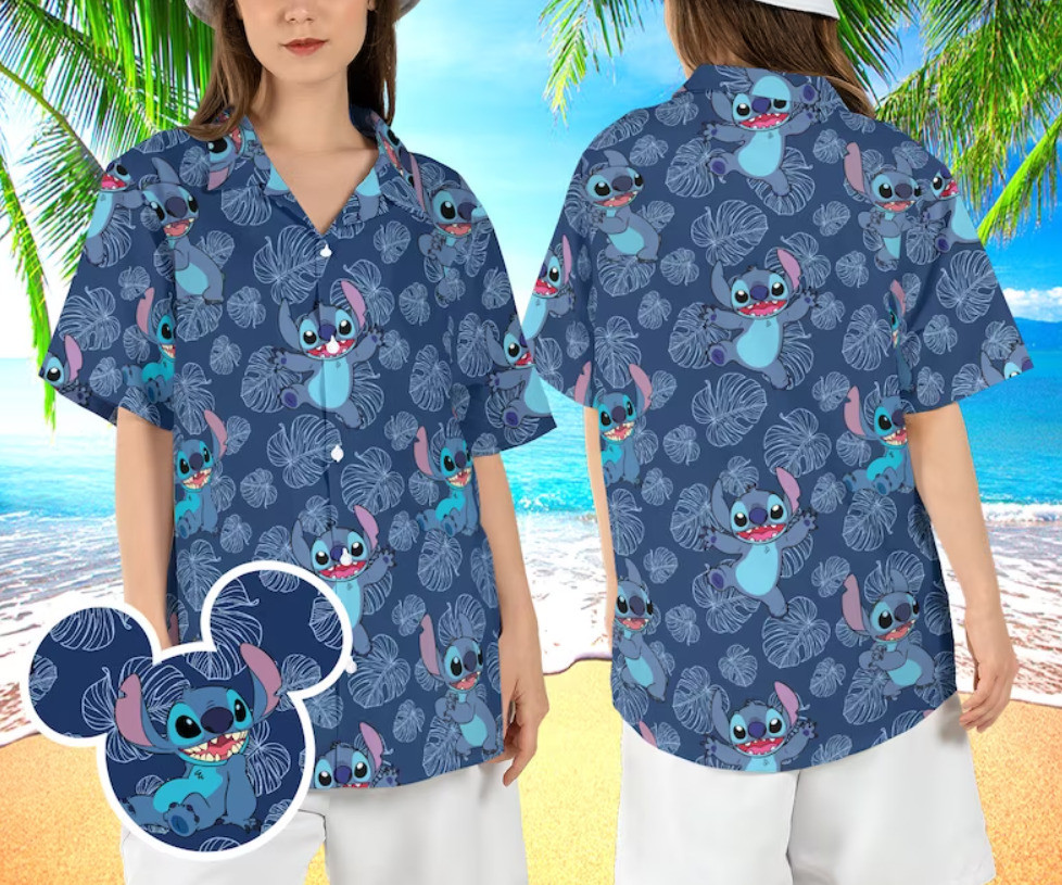 Stitch Tropical Leaves 3D HAWAII SHIRT US Size Best Price Father Day Gif-image