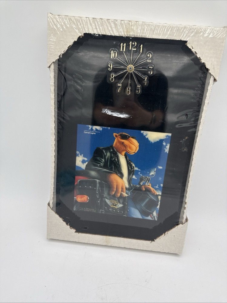 Camel Lights Wall Clock New Old Stock Black With Joe Camel Leather Jacket Motorc