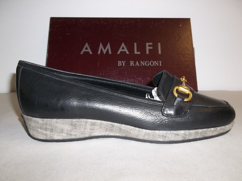 Amalfi by Rangoni Size 6.5 M Pescara Black Todi Leather Loafers New Womens Shoes
