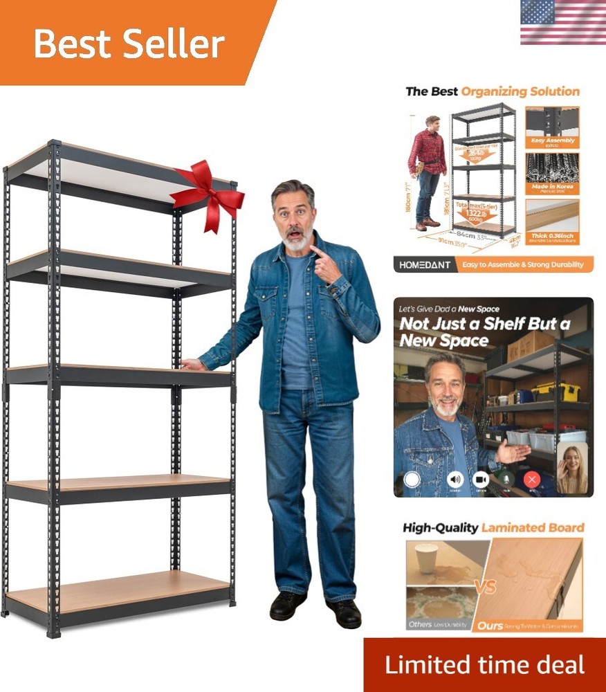 5-Tier Heavy Duty Metal Shelving Unit Adjustable Storage Rack for Pantry Garage