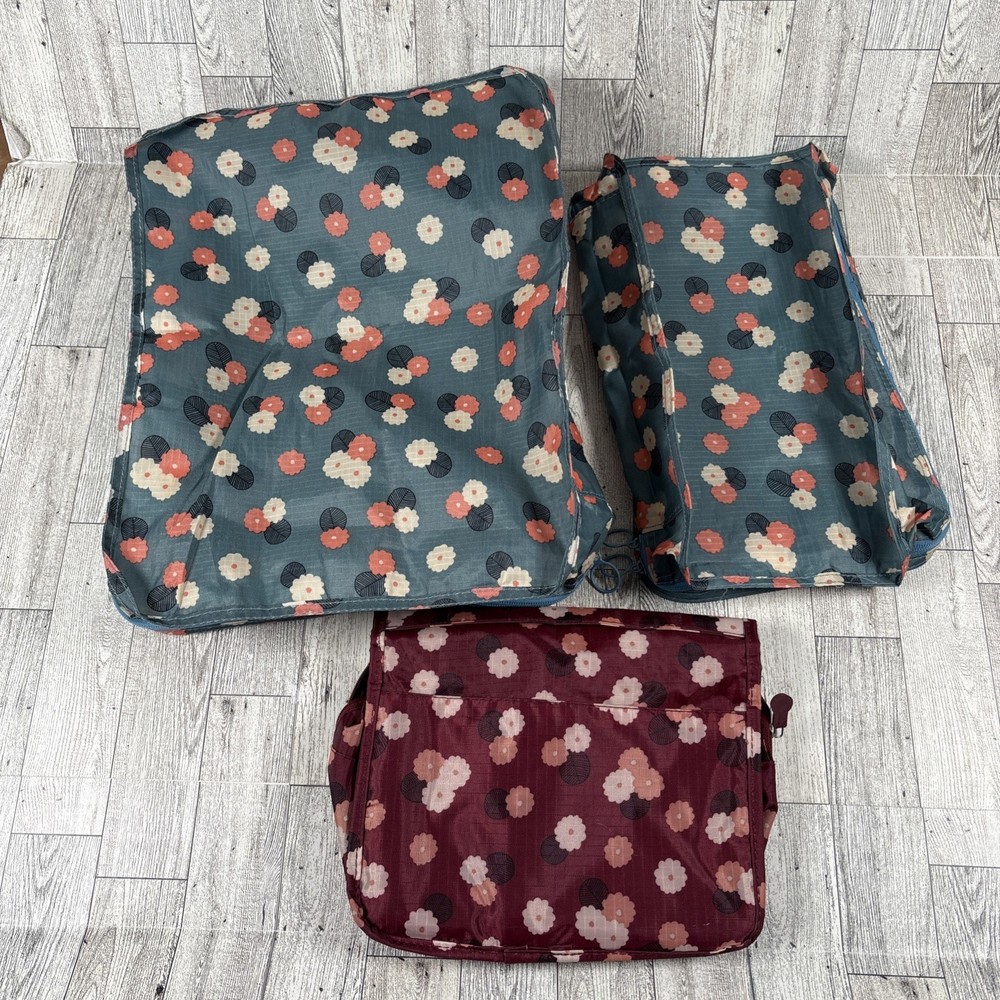 Packing Cubes With Toiletry Bag Lot Floral Travel Organization Mesh Grandma