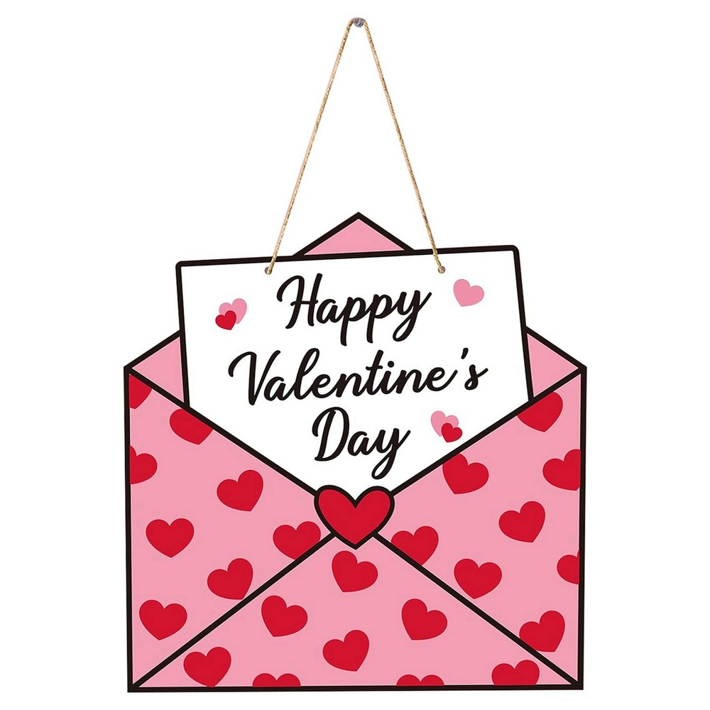 Valentine's Day Wooden Envelope Door Sign Front Porch Decor D6C5