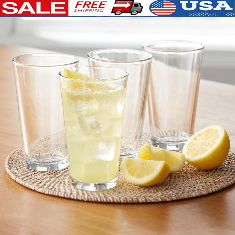 16oz Highball Drinking Glasses Set of 12 Stackable Cooler Drinkware