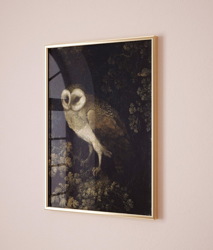 Moody Owl Painting Vintage Style Wall Art Halloween Decor Spooky Fall Art Dark