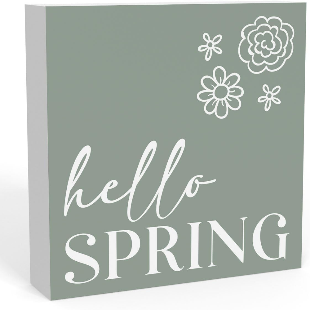 Rustic Farmhouse Spring Flowers Table Decor Country Home Office Desk Decor Hello