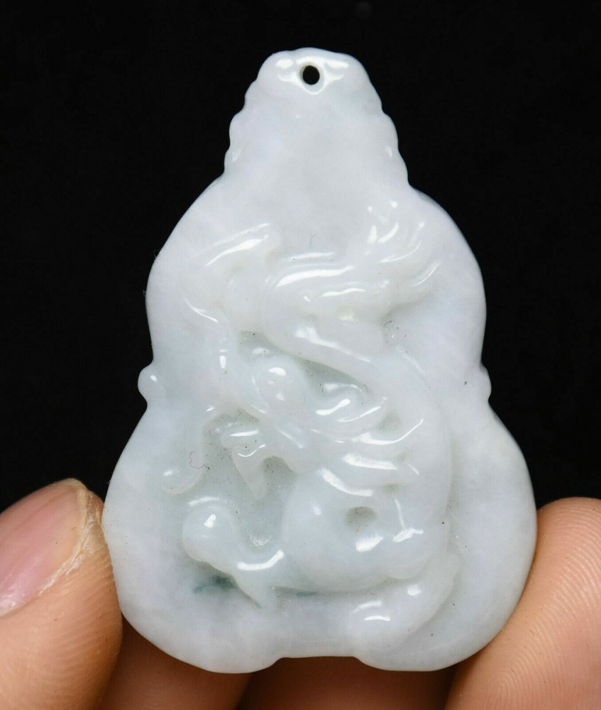 4.5CM Chinese Jadeite Feng Shui Dragon Loong Amulet Pendant