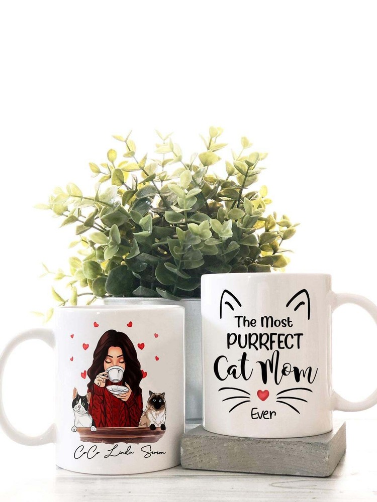 Personalized Cat Mom Coffee Mug The Most Purrfect Cat Mom Ever Pet Lovers Gift