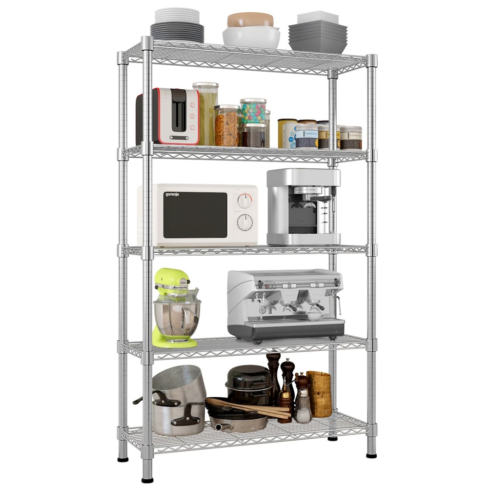 5-Tier NSF Metal Shelving Unit for Kitchen Garage Storage 35x14x71 Inches Silver