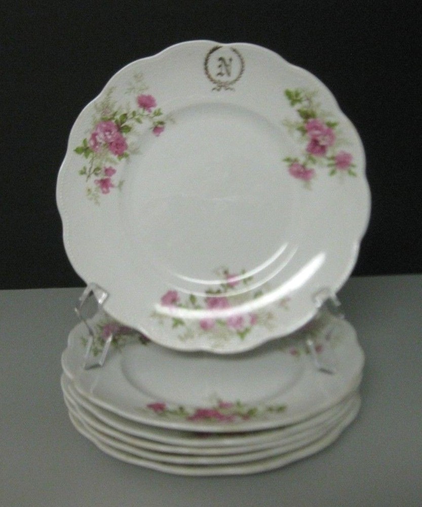Imperial Faience Homer Laughlin The Angelus Salad Plate Pink Roses Set of 6