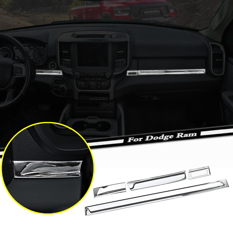 Chrome Dash Trim Strips for Dodge RAM 1500 2019-2024 Center Console Accessories