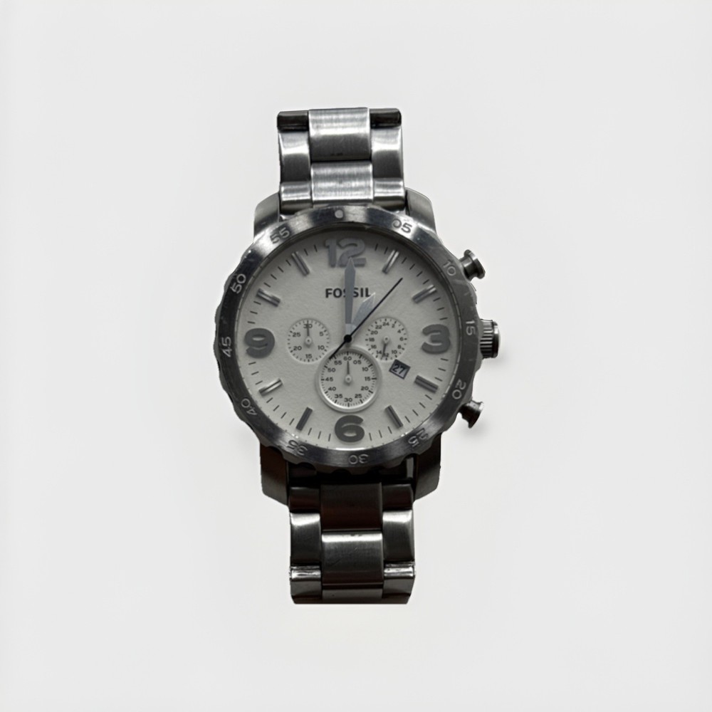 Fossil Men's Chronograph Quartz Analog Wristwatch Stainless Steel Silver Date