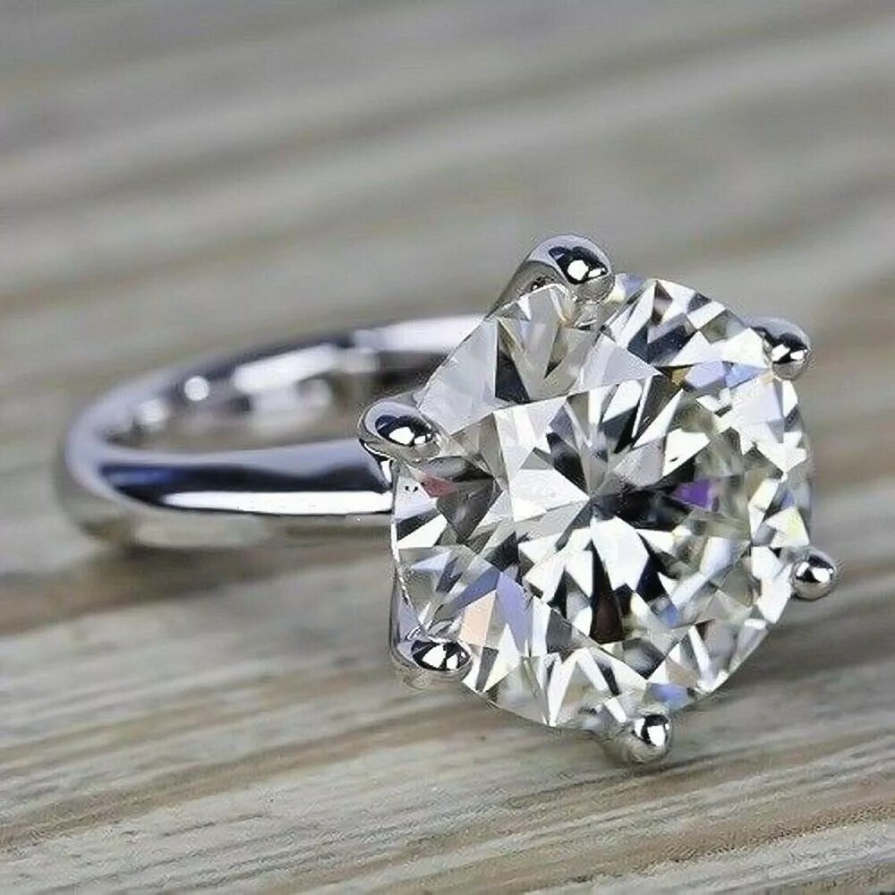 9.10 Ct Certified Round Cut White Diamond Solitaire Ring 925 Sterling Silver