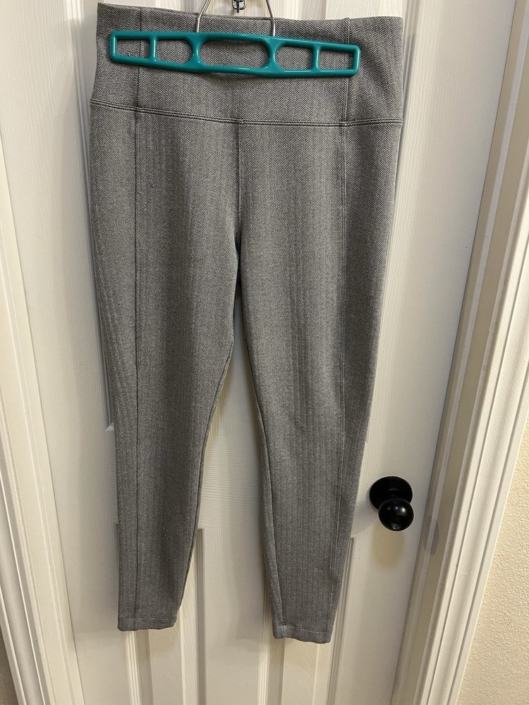 Athleta Delancy Leggings Pants Womens Sz Sm Gray Herringbone Tight Ankle Pockets