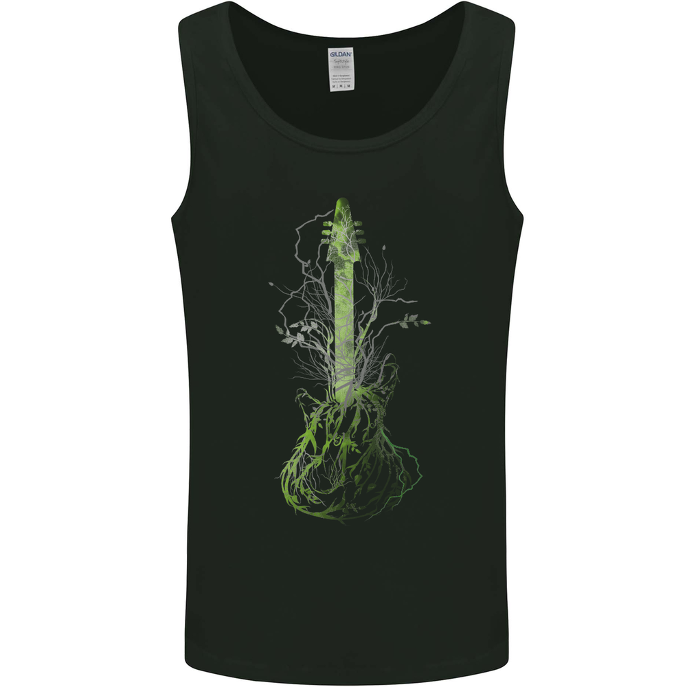 Green Guitar Tree Guitarist Acoustic Mens Vest Tank Top
