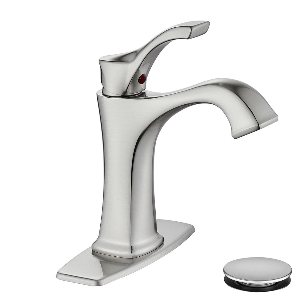 Brushed Nickel Bathroom Faucet, Single Handle Bathroom Sink Faucet, Modern Va...