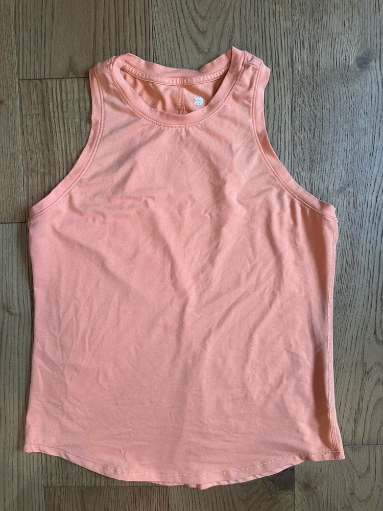 Women’s All In Motion Hi Neck Muscle Orange Tank Top Shirt Sz S